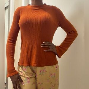Reformation Rust Ribbed Long-Sleeve Top
